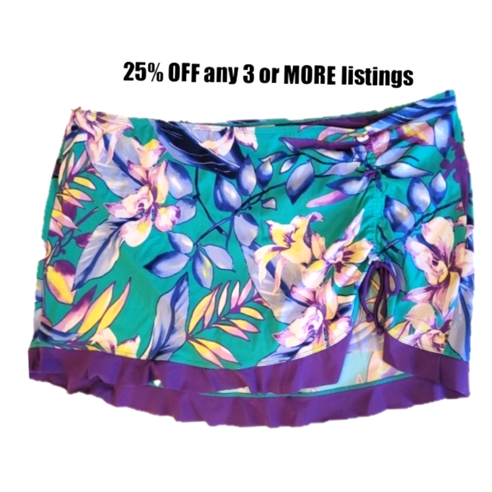 Floral Ruffle Swim Skirt Swimsuit Bikini Plus Size 18 Tropical Beach Cruise Wear